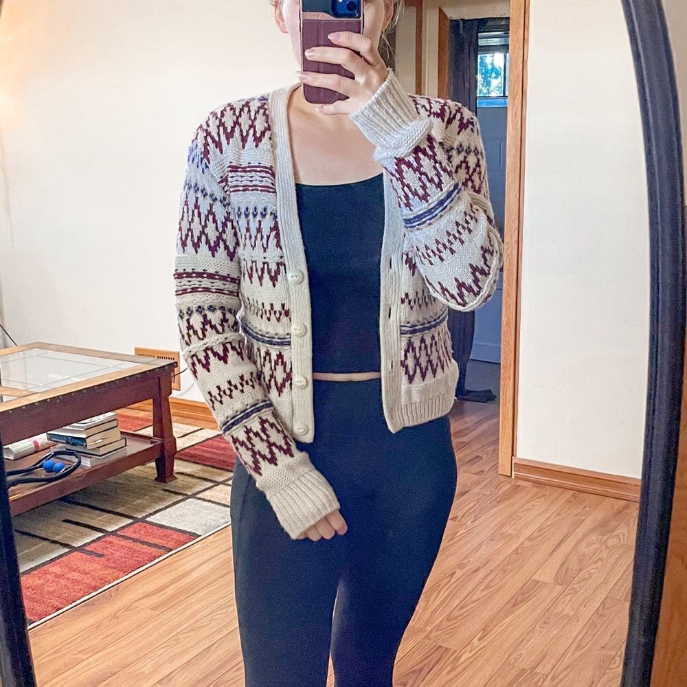 Rag & Bone Willow FairIsle Cardigan in Ivory Multi S
